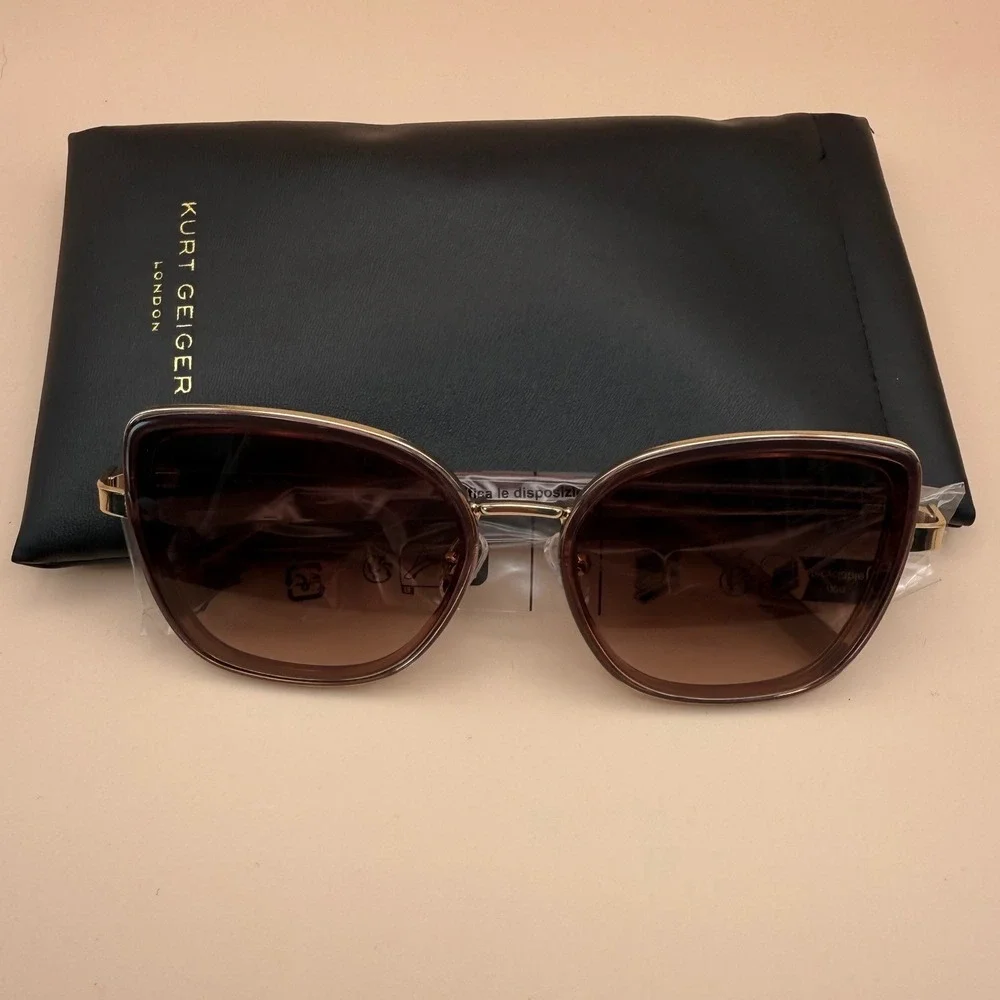 Kurt Geiger London Crystal Burgundy Square Butterfly Sunglasses NEW KGL9037/S